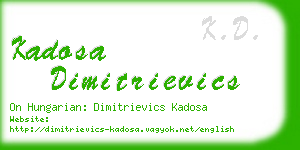 kadosa dimitrievics business card